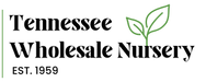 Logo of Tennessee Wholesale Nursery with text and a green leaf symbol.