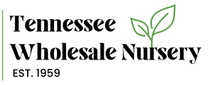 Logo of Tennessee Wholesale Nursery with text and a green leaf symbol.